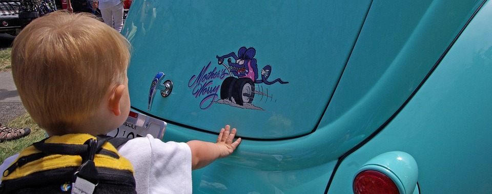 Auto, Junge, Kind, süß, Oldtimer