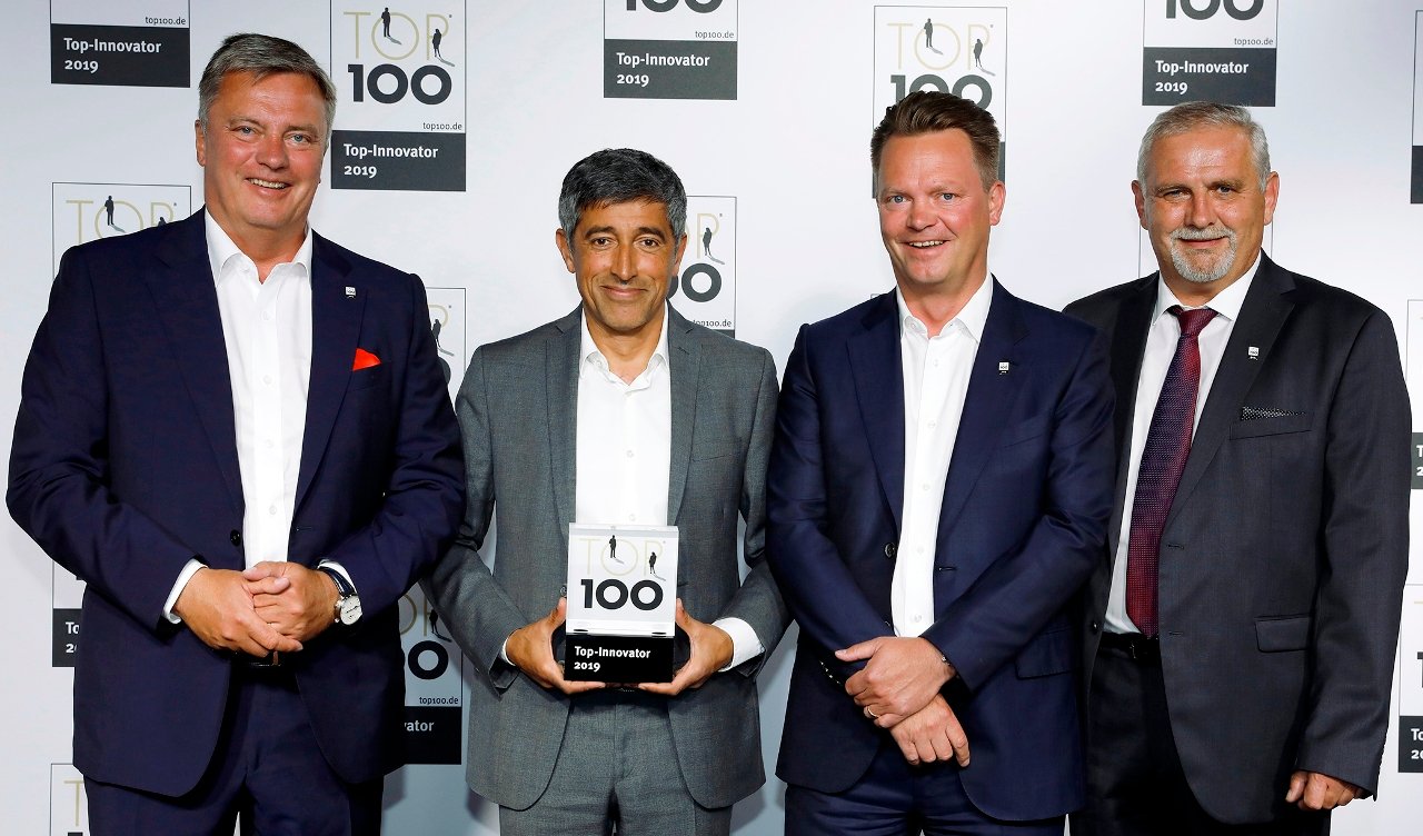 BHS Weiherhammer TOP-Innovator 2019 Christian Engel, Lars Engel, Bürgermeister Ludwig Biller