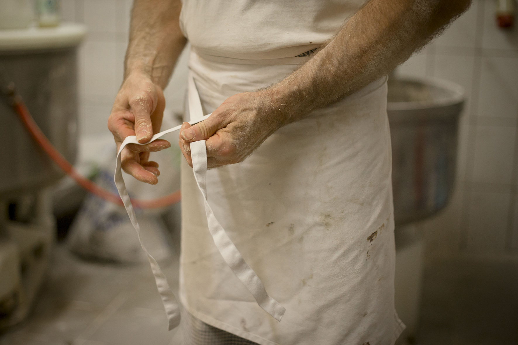 Bäcker Umziehen Arbeitskleidung Schürze