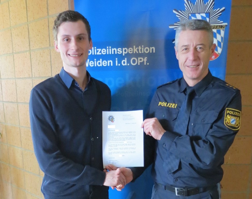 Belohnung Zivilcourage Tobias S. Polizei Weiden