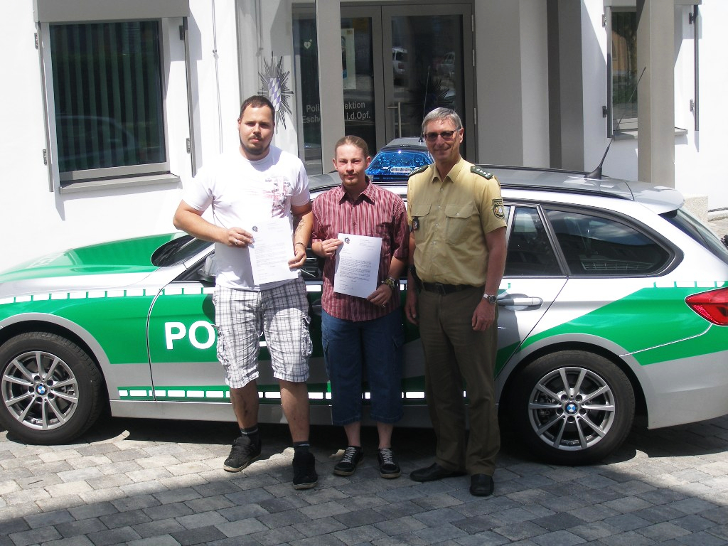 Belohnung, Haßler, Pöhlmann, Eschenbach, Verhalten, Courage geehrt, vorbildliches Verhalten