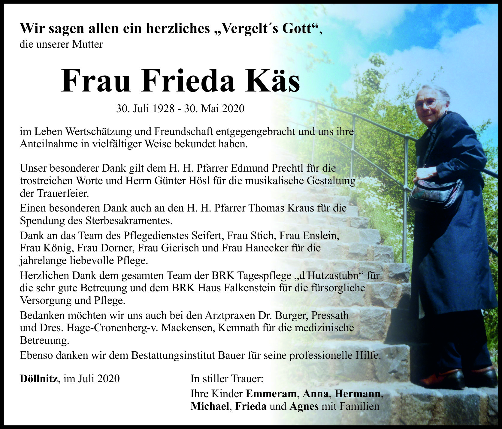 Danksagung Frieda Käs