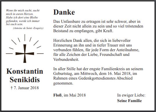 Danksagung Konstantin Senikidis Floß