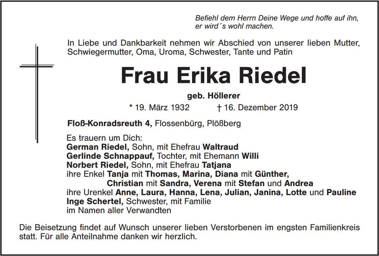 Erika Riedel, Floß Flossenbürg Plößberg