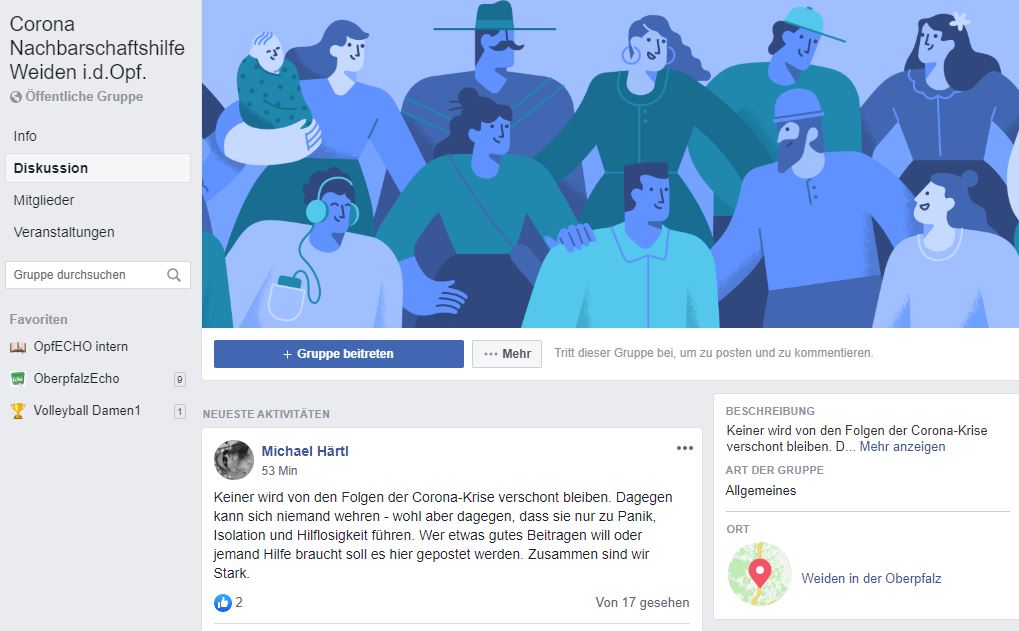 Facebook Nachbarschaftshilfe Gruppe Weiden