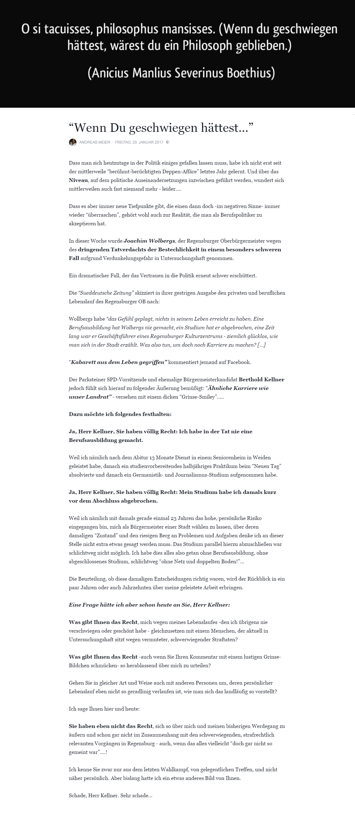 Landrat Andreas Meier Post Facebook