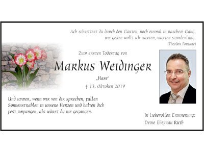 Gedenkanzeige Markus Weidinger, Pressath