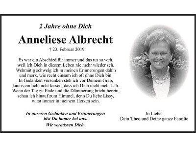 Gedenkanzeige Anneliese Albrecht