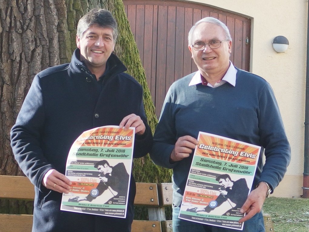 Bürgermeister Grafenwöhr Edgar Knobloch Museumsvorstand Wilhelm Buchfelder Elvis Presley in Grafenwöhr