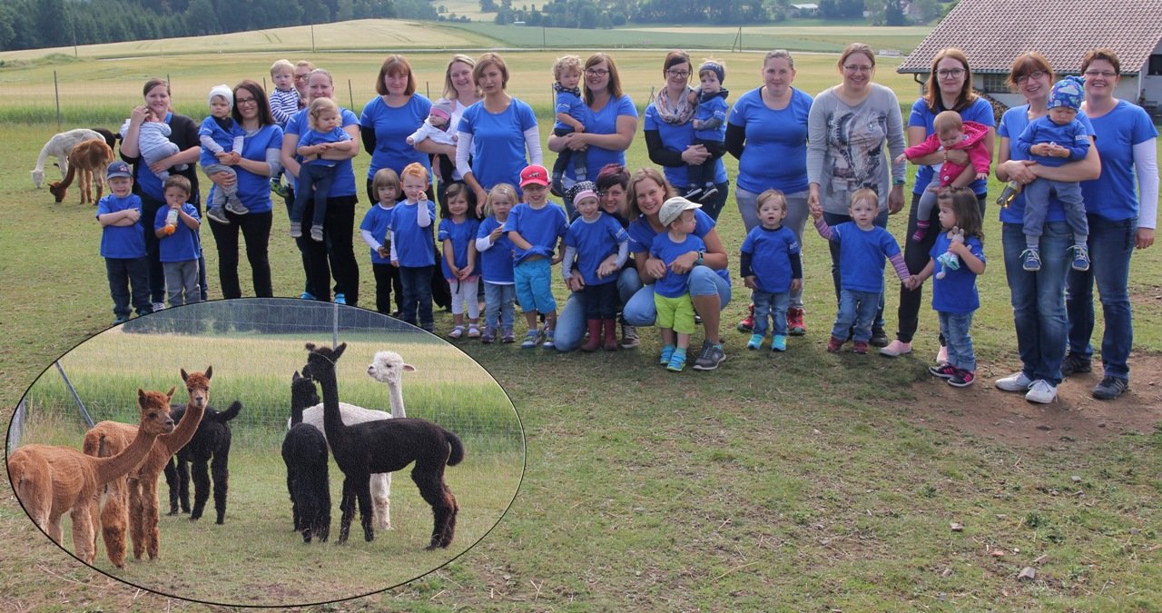 Gruppenfoto Besuch bei den Alpakas Bild Petra Müller