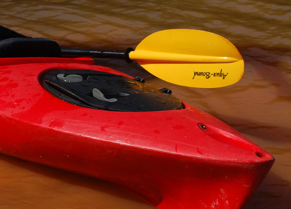 Kajak Paddel Boot Im Freien See Paddeln Kanu Rot