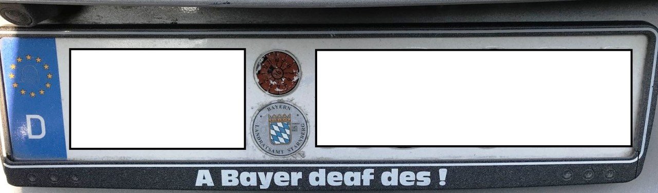 Kennzeichen TÜV Plakette 'A Bayer deaf des'