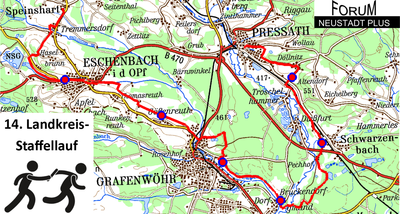 Landkreis-Staffellauf: Attraktive Strecke zwischen Speinshart nach Pressath