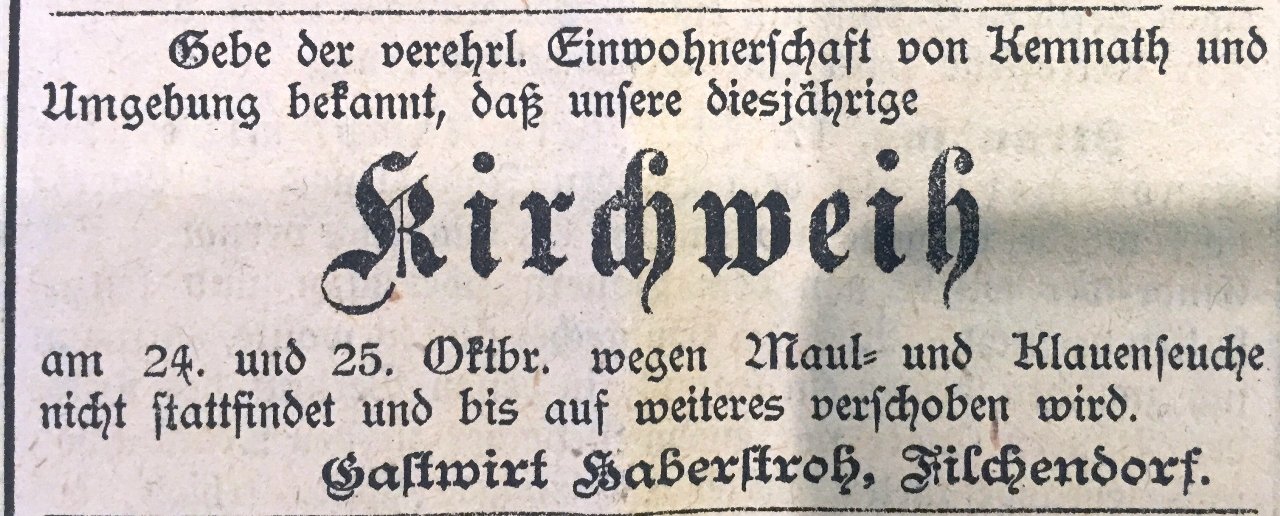 Historischer Erntedankumzug Kastl Maul und Klauenseuche