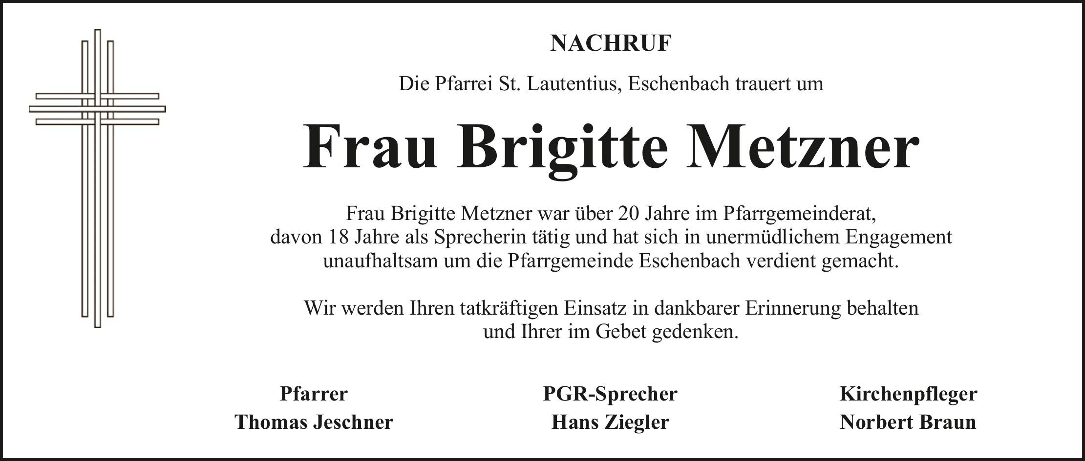 Nachruf Brigitte Metzner