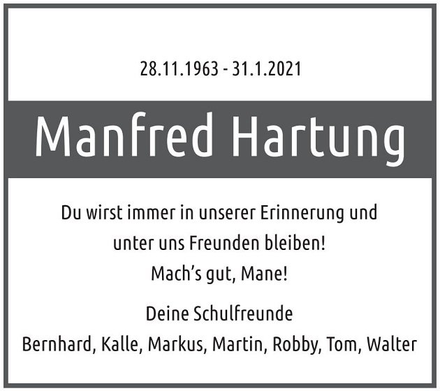 Nachruf Manfred Hartung Weiden