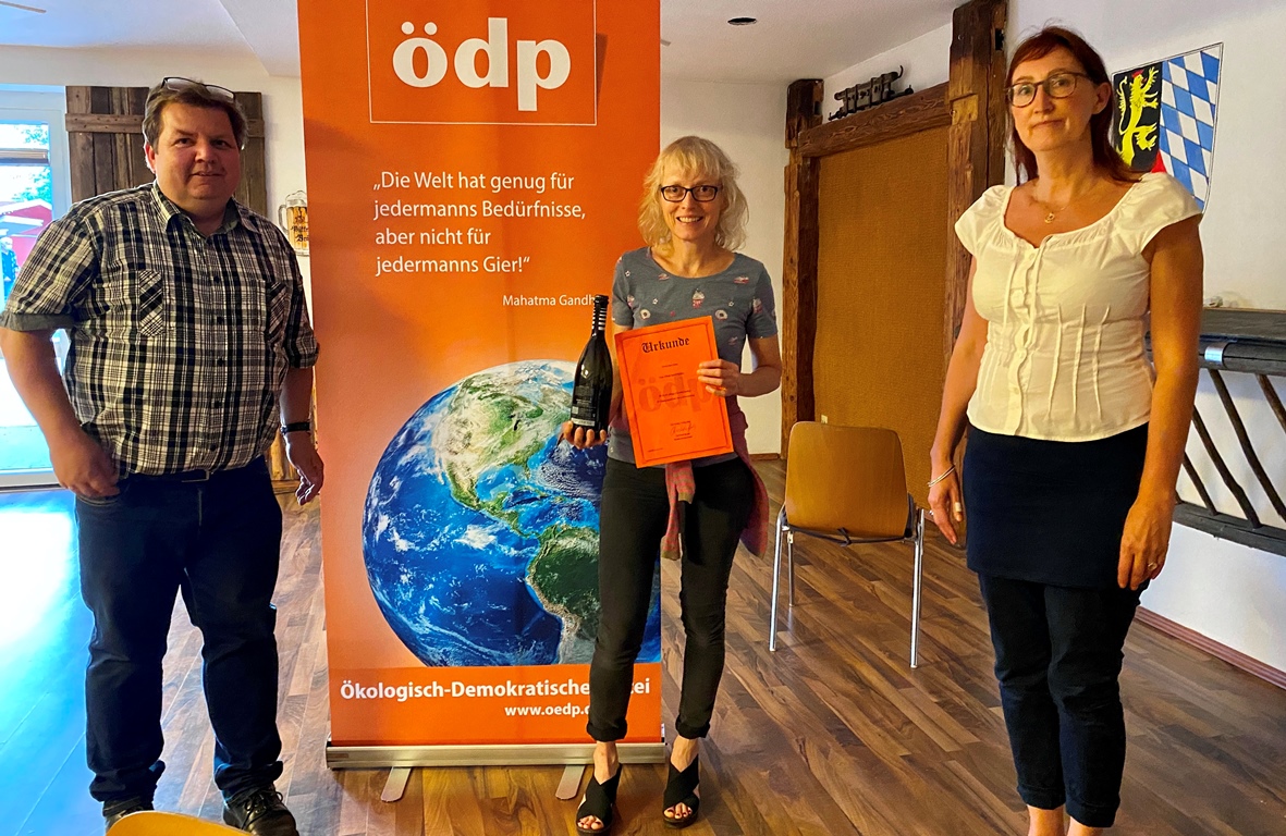 ÖDP Kreisversammlung Christian Wallmeyer, Ulrike Märkl-Richter, Angela Mayer