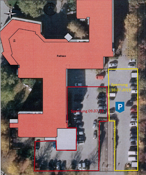 Sperrung Parkplatz Rathaus