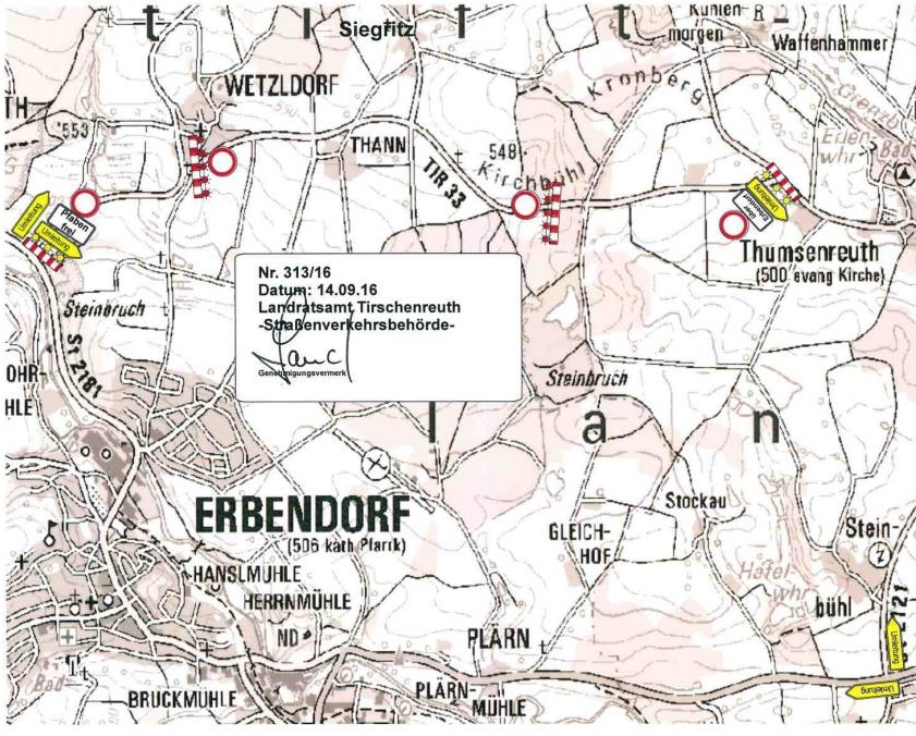 Sperrung Straße TIR33 Thumsenreuth