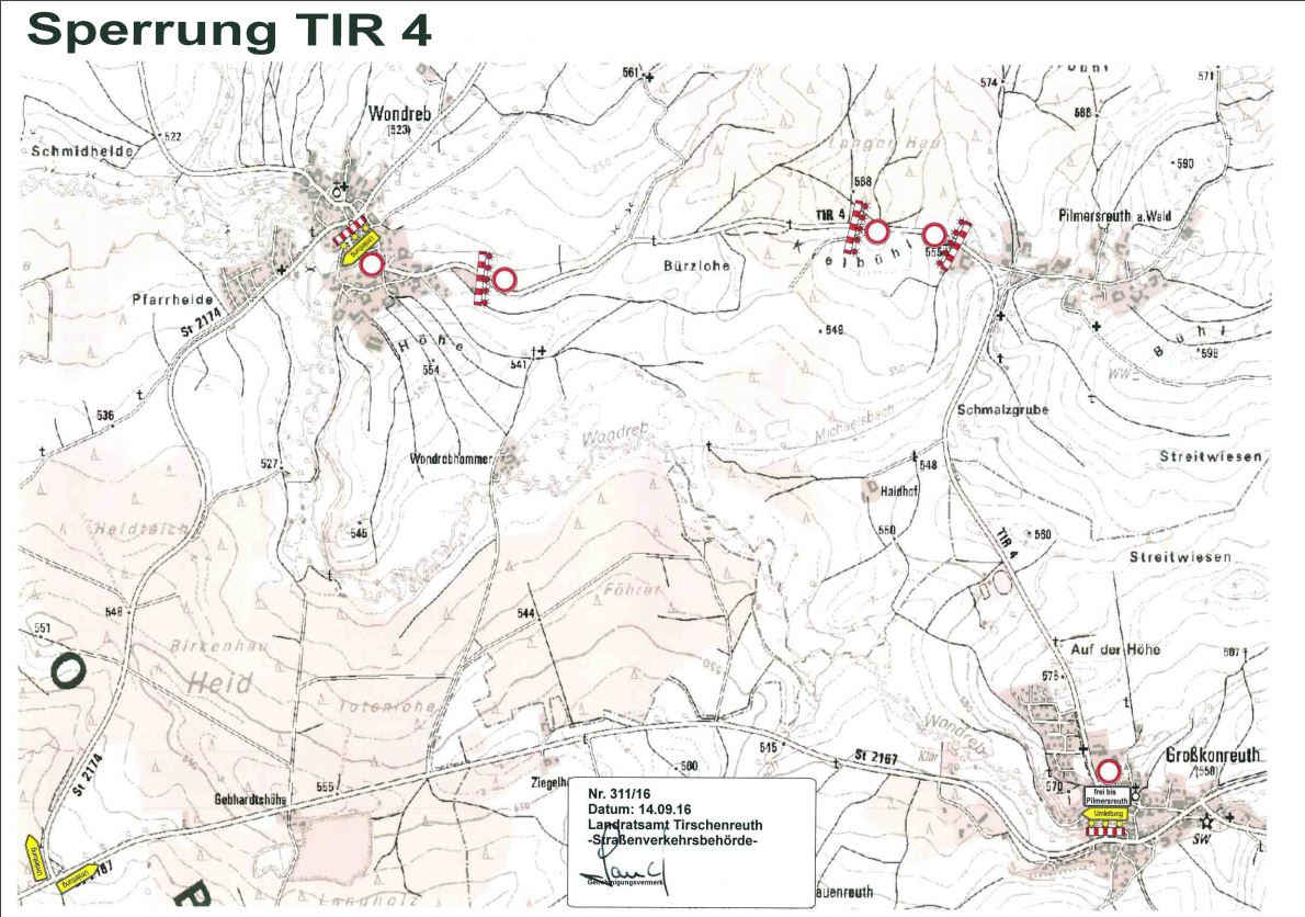 Sperrung Wondreb TIR 4