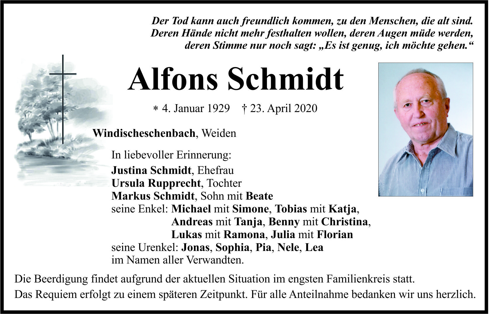 Traueranzeige Alfons Schmidt