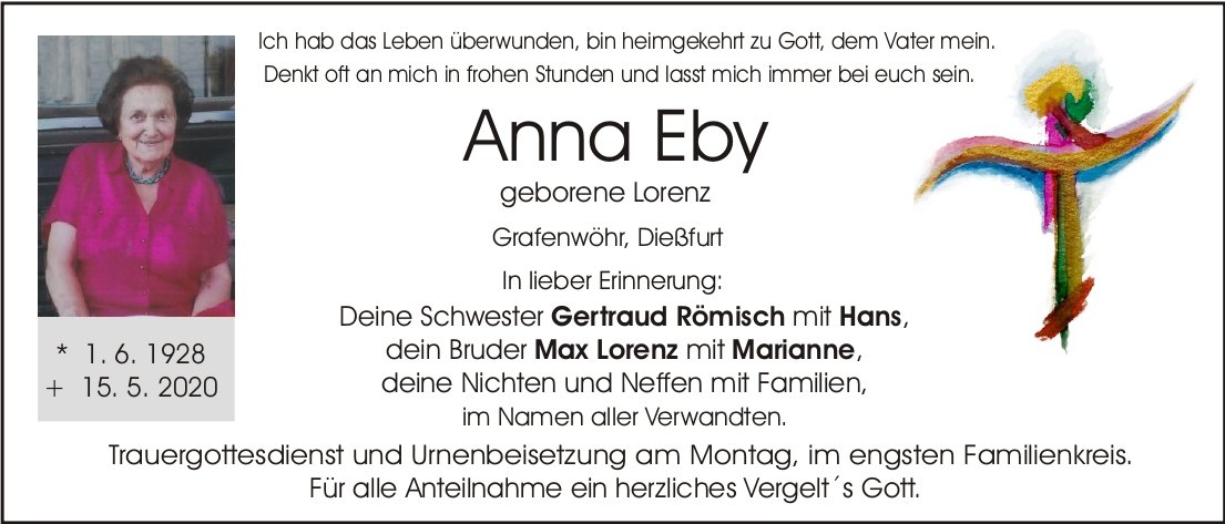 Traueranzeige Anna Eby