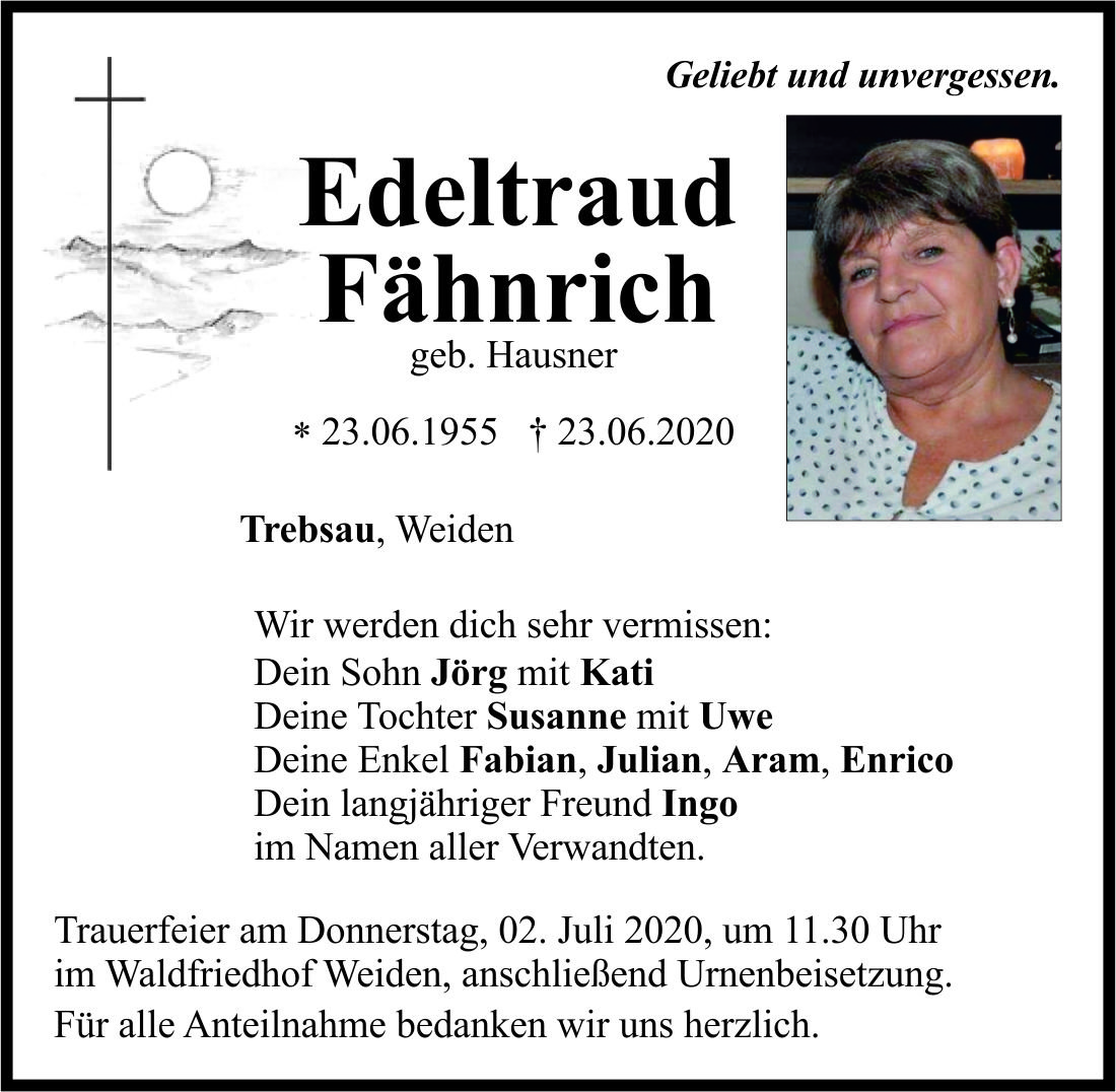 Traueranzeige Edeltraud Fähnrich