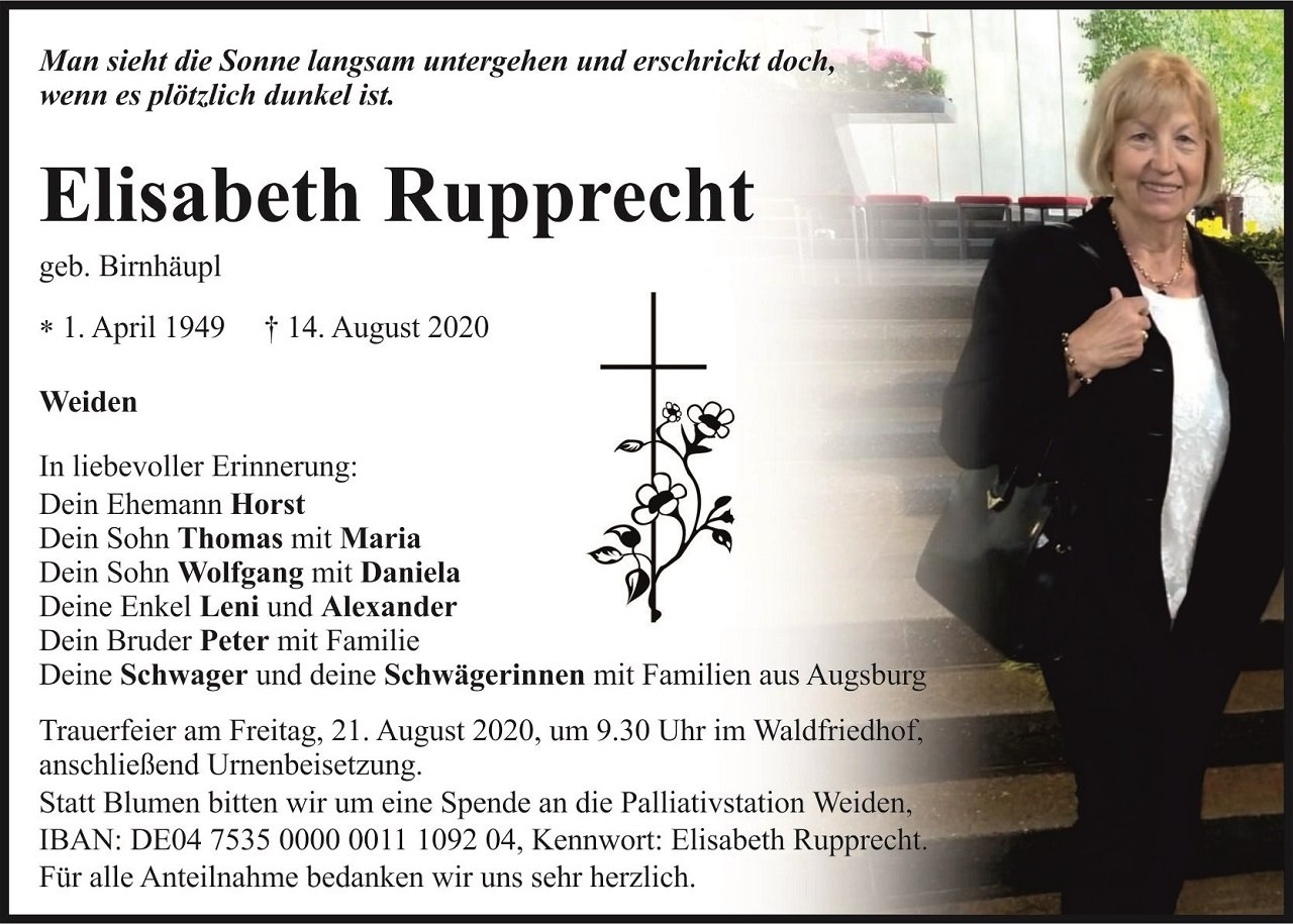 Traueranzeige Elisabeth Rupprecht Weiden
