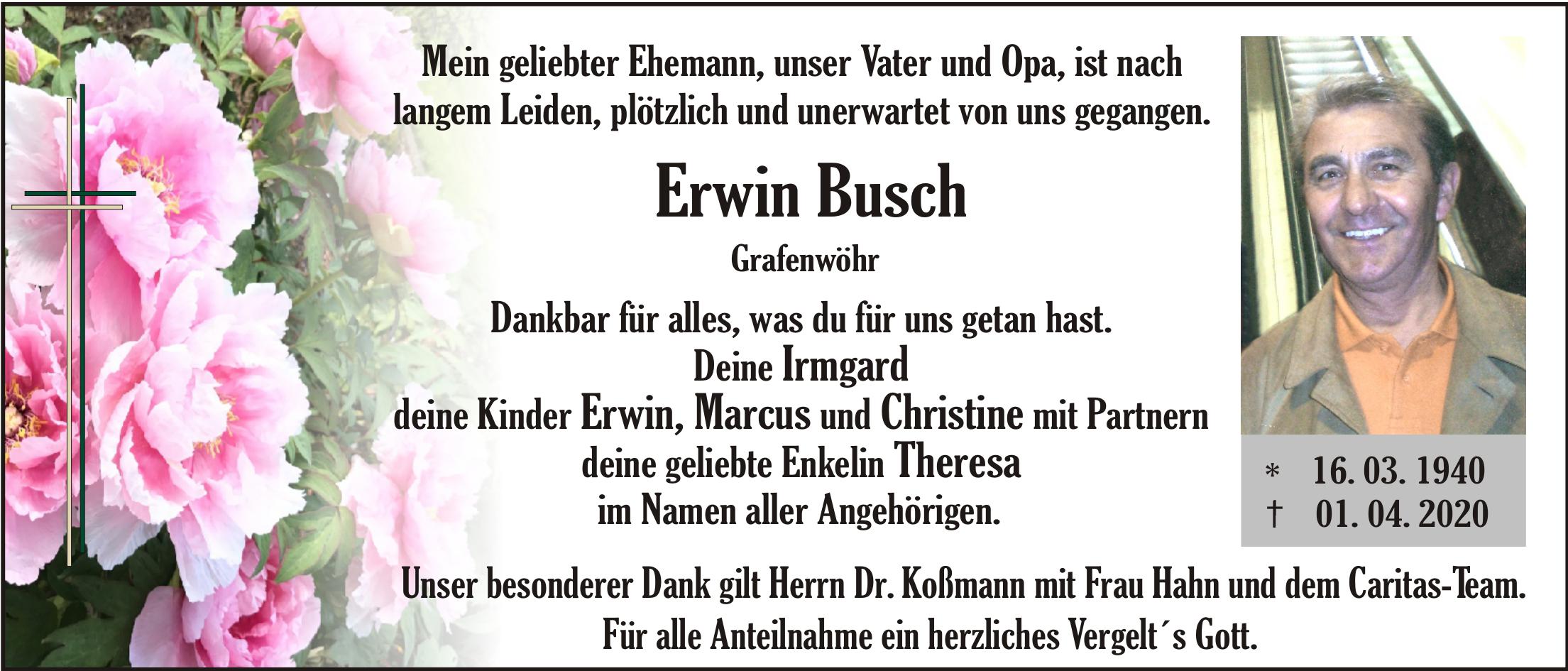 Traueranzeige Erwin Busch