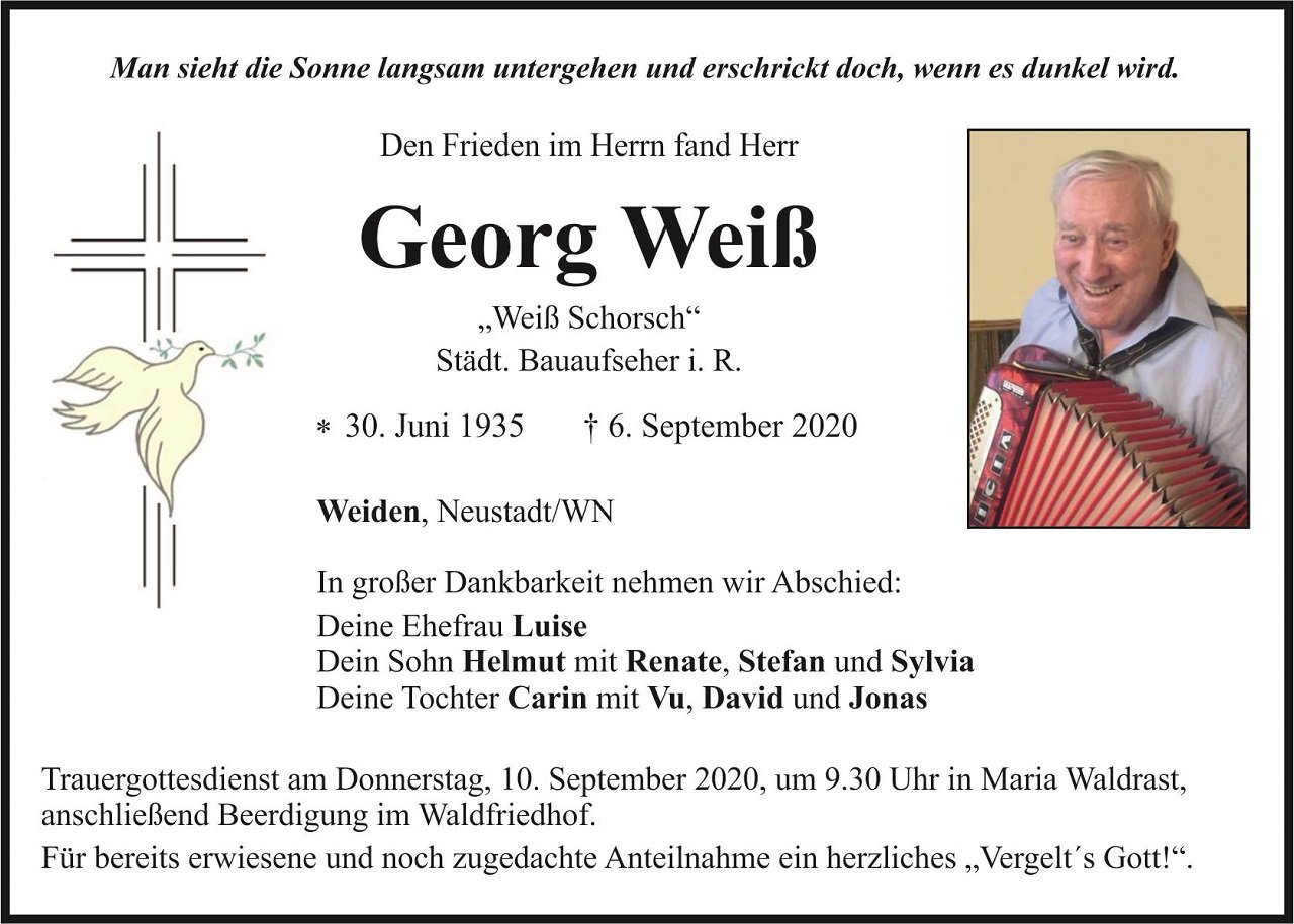 Traueranzeige Georg Weiß Weiden