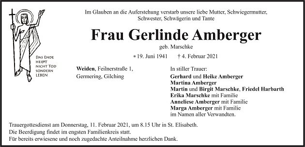 Traueranzeige Gerlinde Amberger Weiden