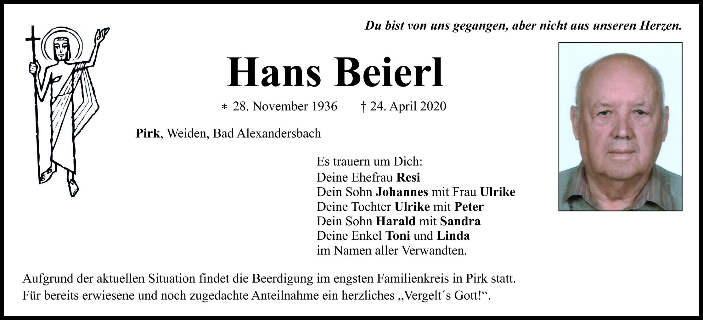 Traueranzeige Hans Beierl