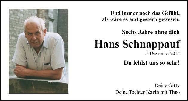 Traueranzeige Hans Schnappauf