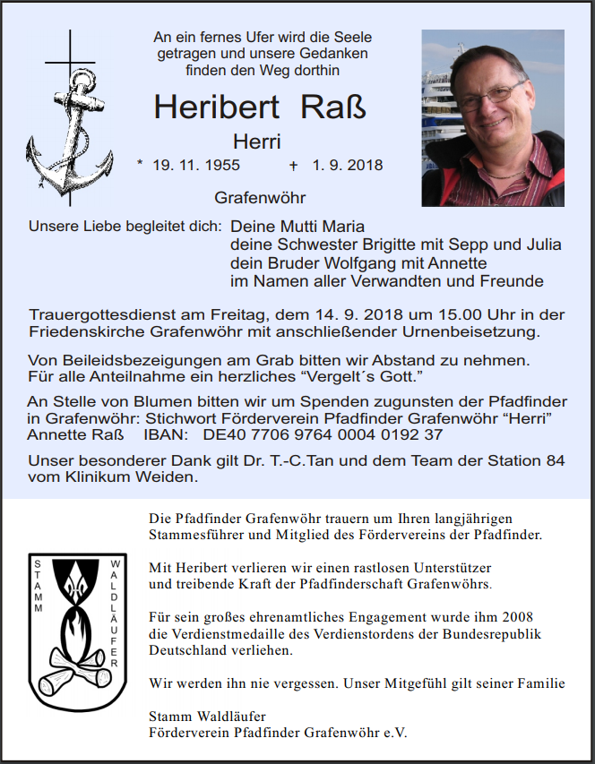 Traueranzeige Heribert Raß, Grafenwöhr