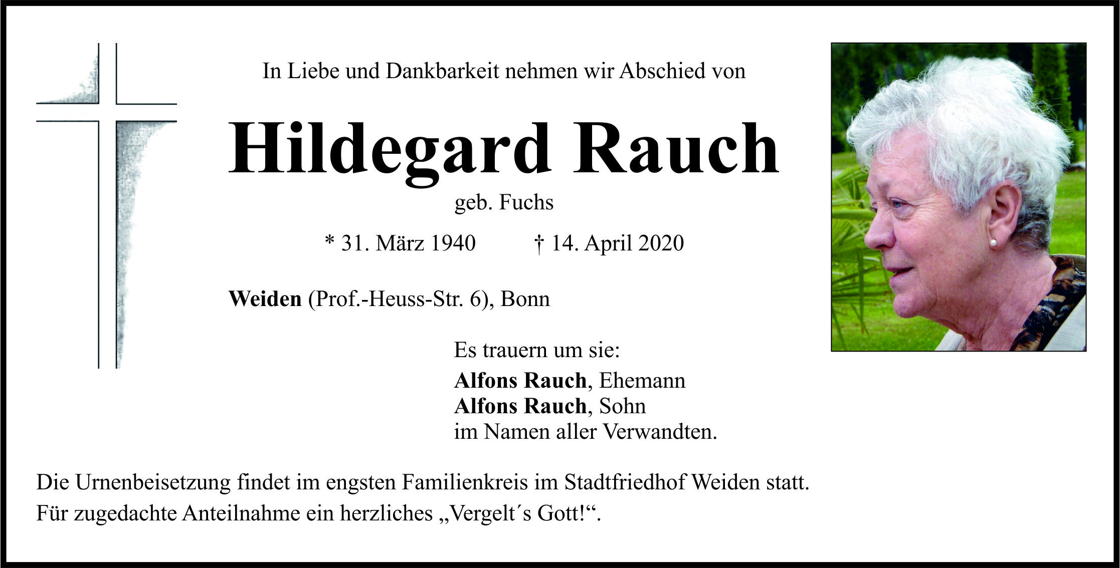 Traueranzeige Hildegard Rauch