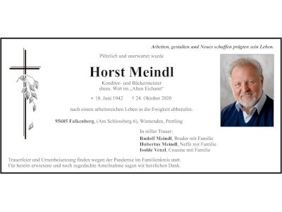 Traueranzeige Horst Meindl, Falkenberg