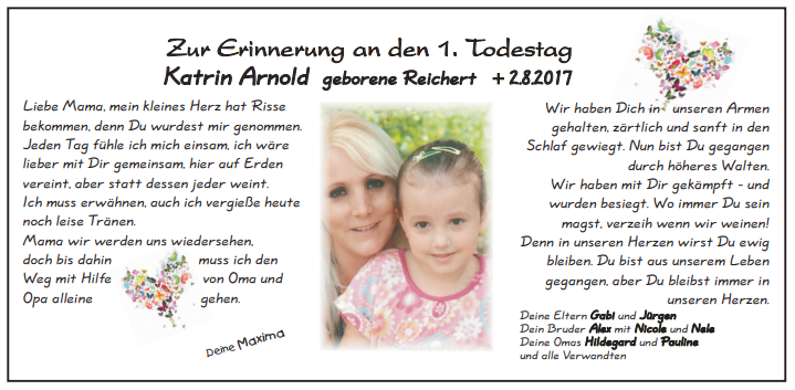 Traueranzeige Katrin Arnold