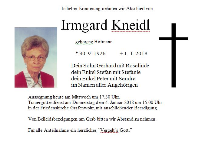 Traueranzeige Kneidl