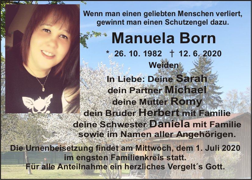 Traueranzeige Manuela Born