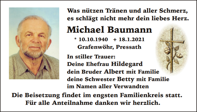Traueranzeige Michael Baumann Grafenwöhr