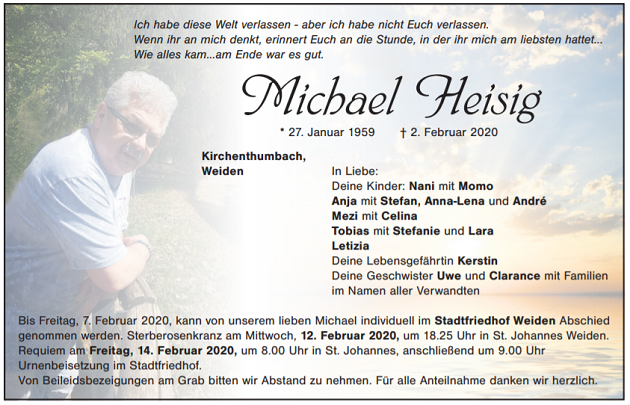 Traueranzeige Michael Heisig Kirchenthumbach