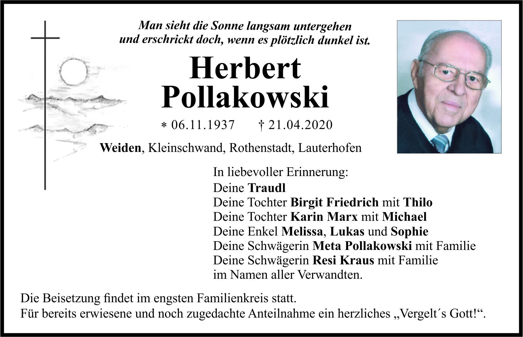 Traueranzeige Pollakowski