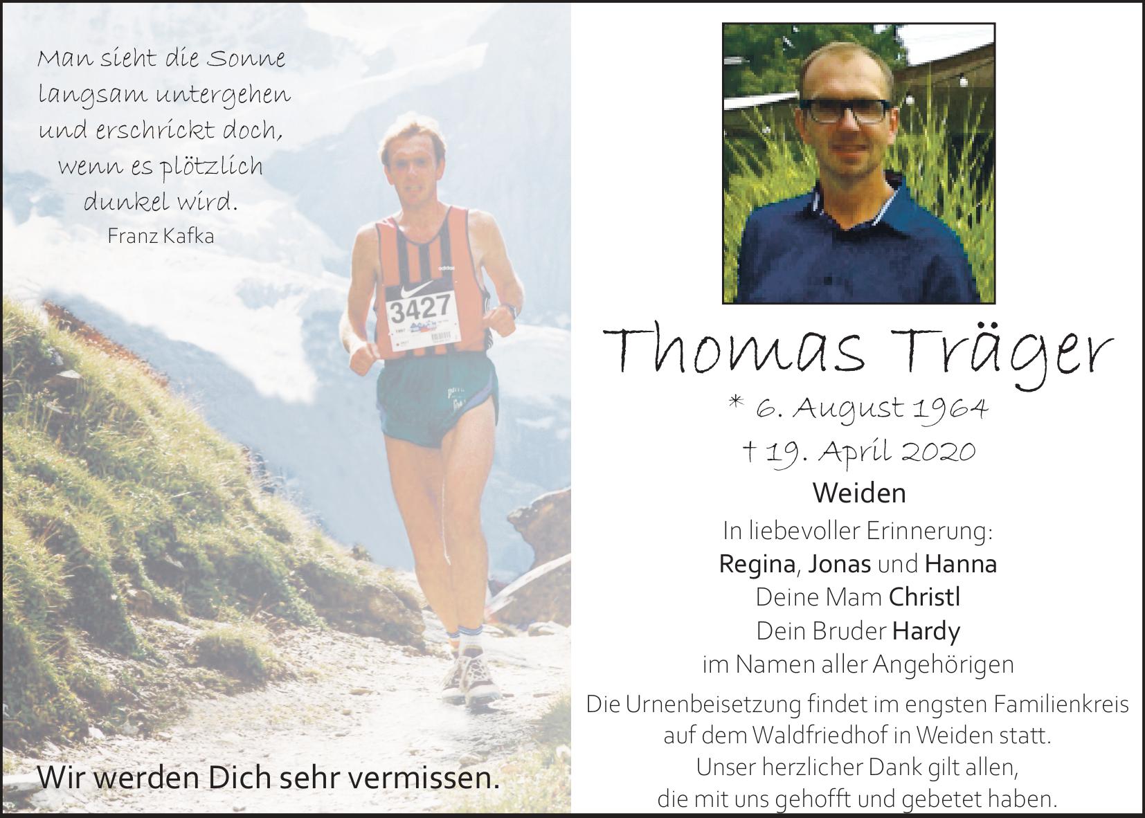 Traueranzeige Thomas Träger