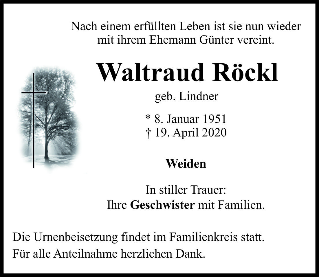 Traueranzeige Waltraud Röckl