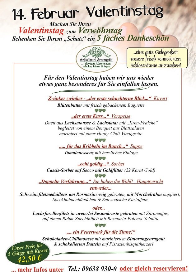 Valentinstag 2019 Menue Karte 5 Gang Menue Bild Schmid
