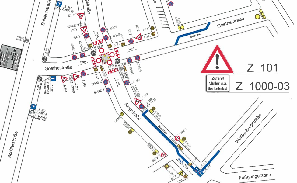 Vollsperrung Goethestraße Ringstraße Weiden in der Oberpfalz