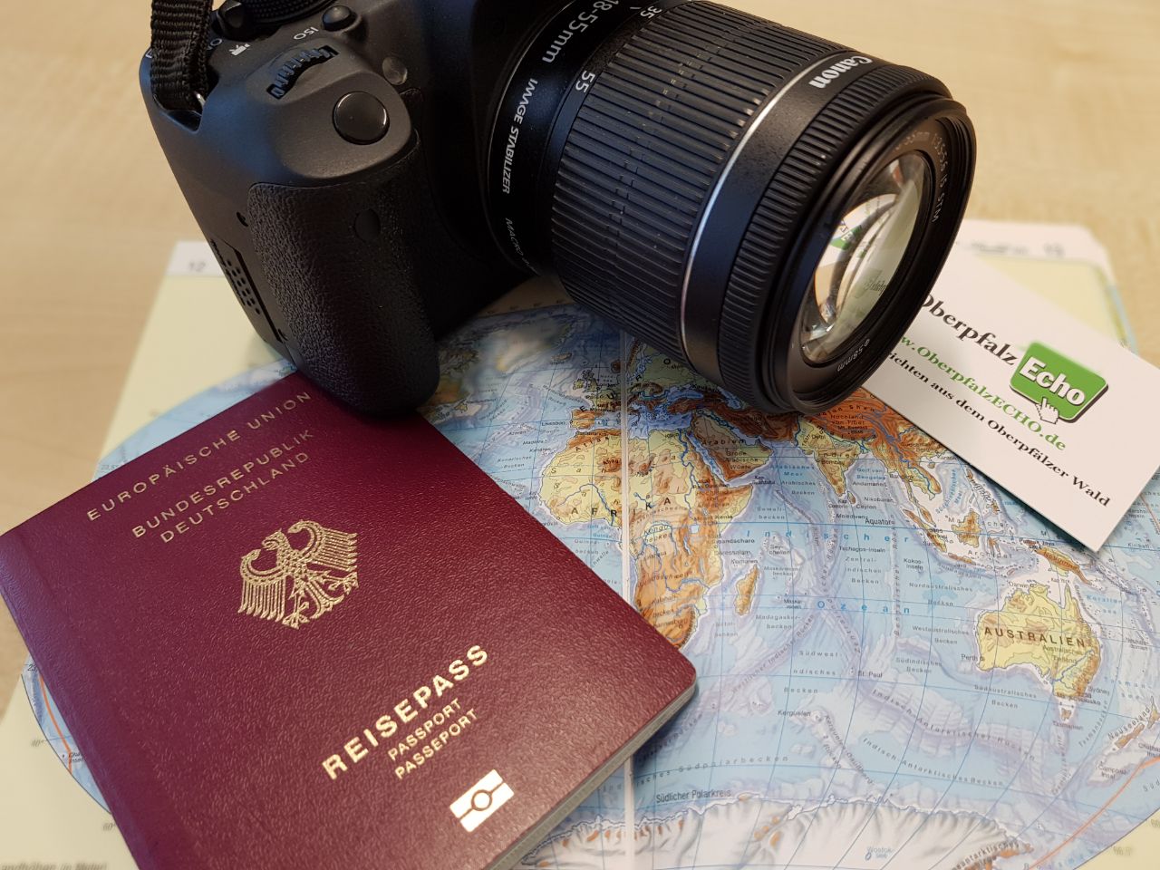 Symbol Reisepass Ausweis Kamera Welt Reise Urlaub
