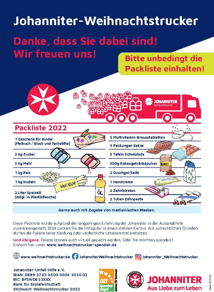 KDFB Waldthurn unterstützt Johanniter-Weihnachtstrucker-Aktion