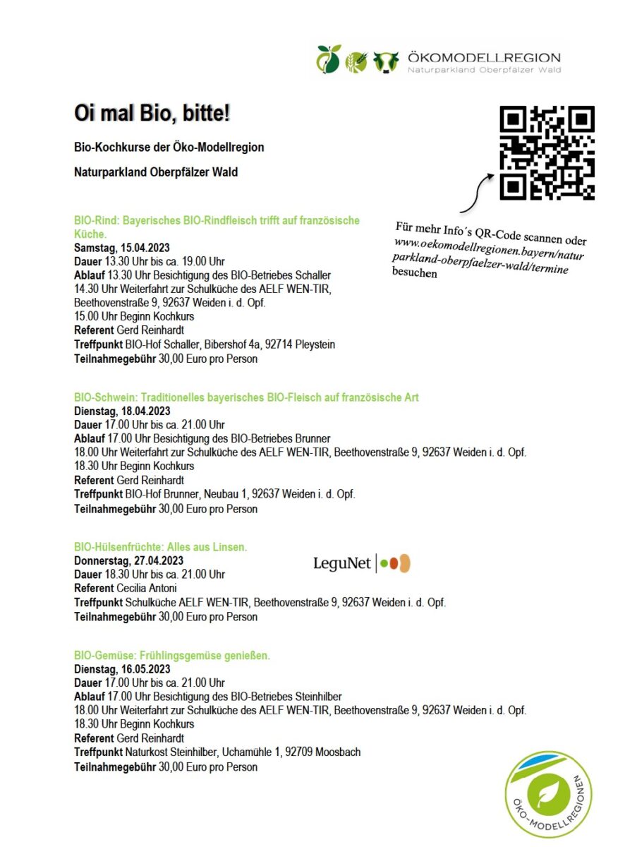 „Oi mal Bio, bitte!“ Öko - Modellregion mit Kochevents