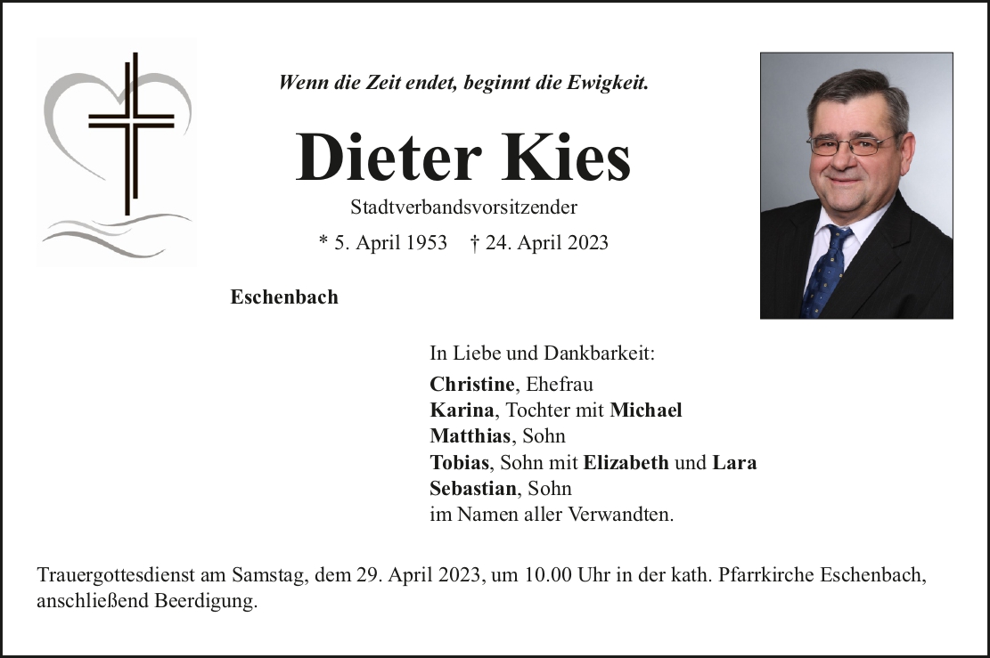 Traueranzeige Dieter Kies, Eschenbach